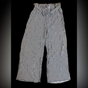 See You Monday Navy and White Wide Leg Striped Pants